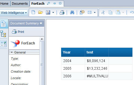 business objects multivalue error sum